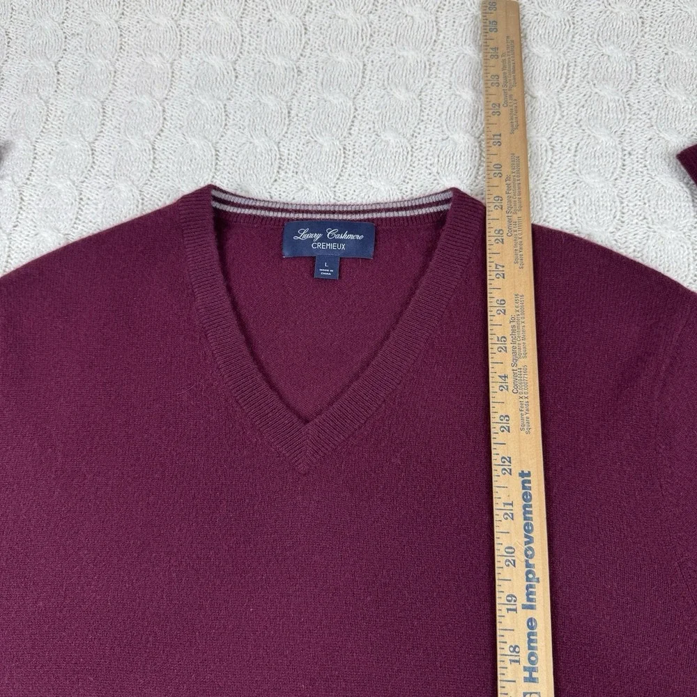daniel cremieux Luxsury Cashmere V Neck Sweater Men's Large Burgundy Pullover